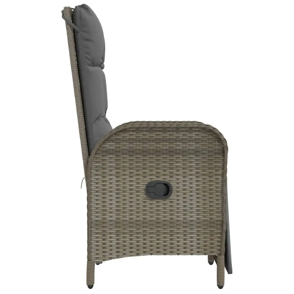 Outdoor Reclining Chairs 2 pcs Set Garden Patio Seating with Cushions Grey