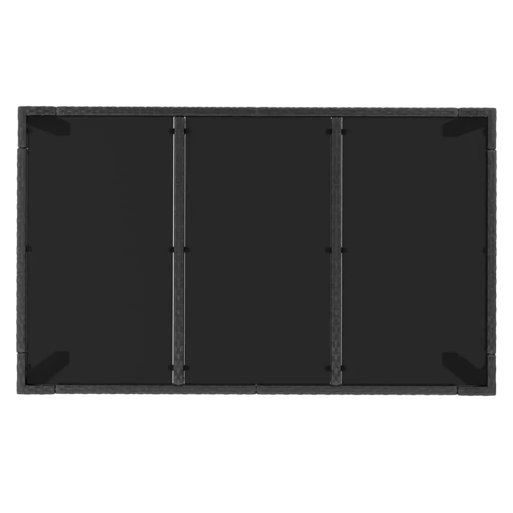 Garden Table Black 150 x 90 x 75 cm Tempered Glass Top Poly Rattan Weather Resistant