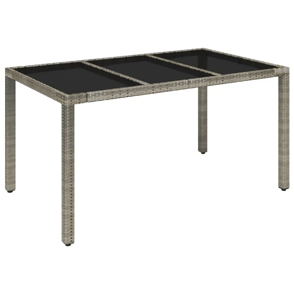 Grey Garden Table with Tempered Glass Top