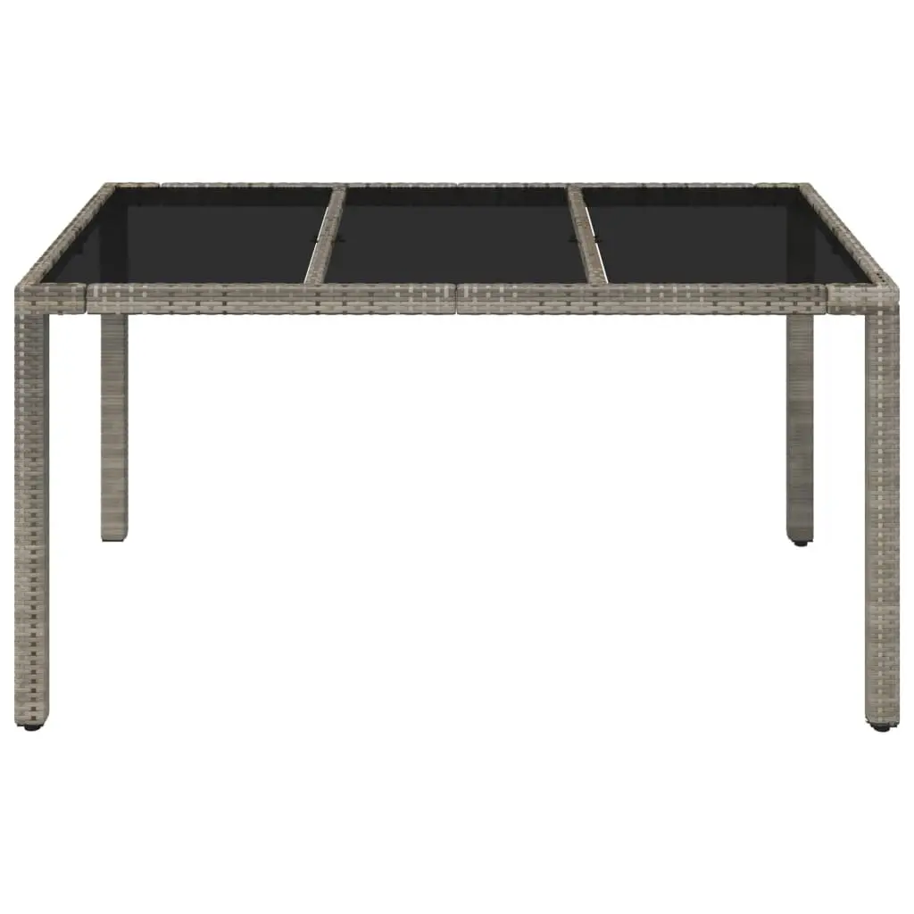 Grey Garden Table with Tempered Glass Top