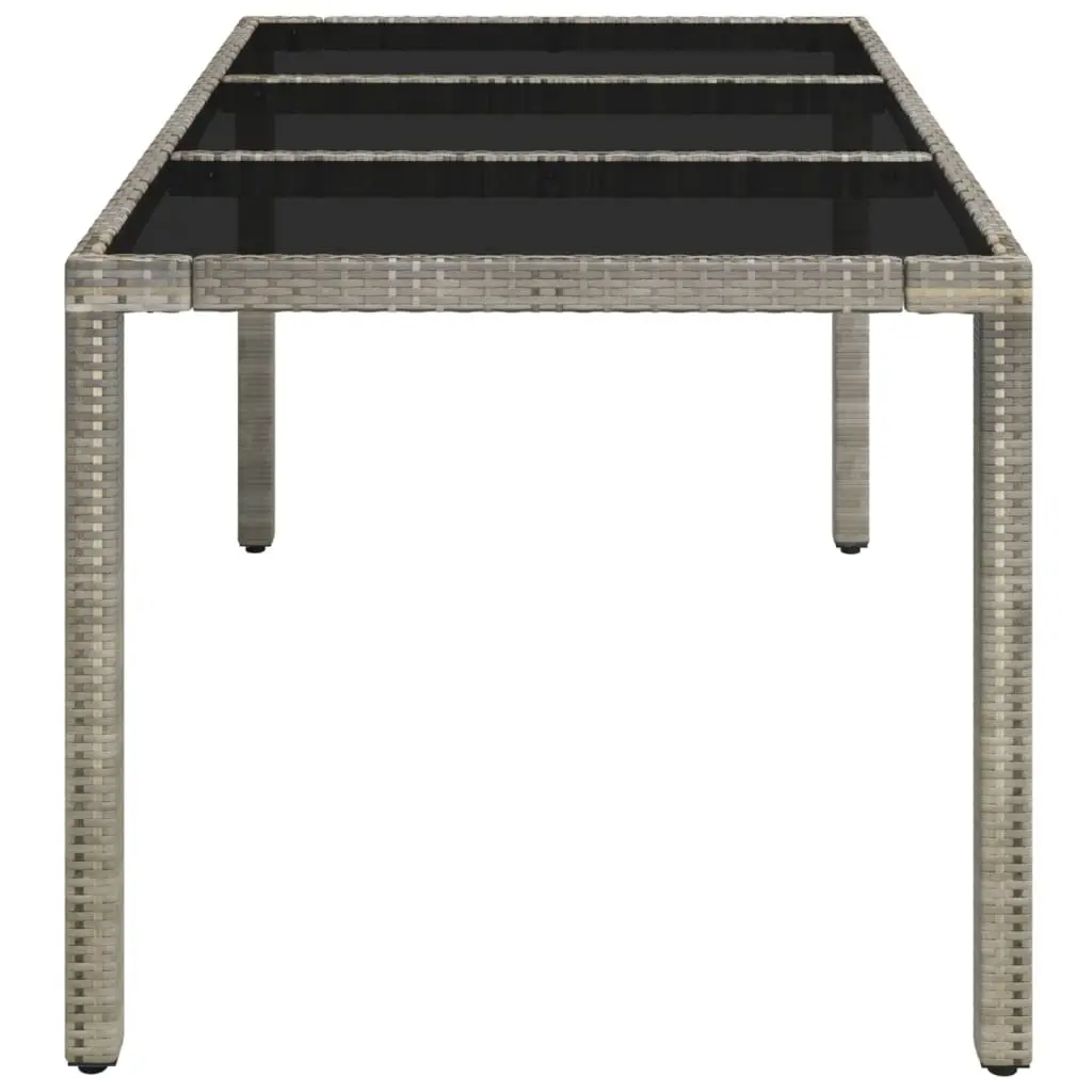 Grey Garden Table with Tempered Glass Top