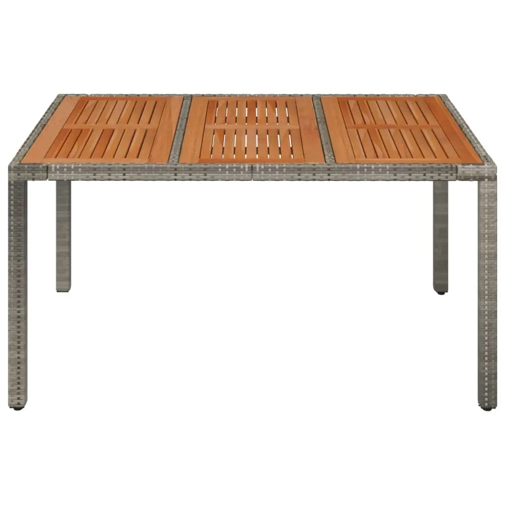Garden Table Wooden Top Poly Rattan Outdoor Patio Furniture Grey 150x90x75cm