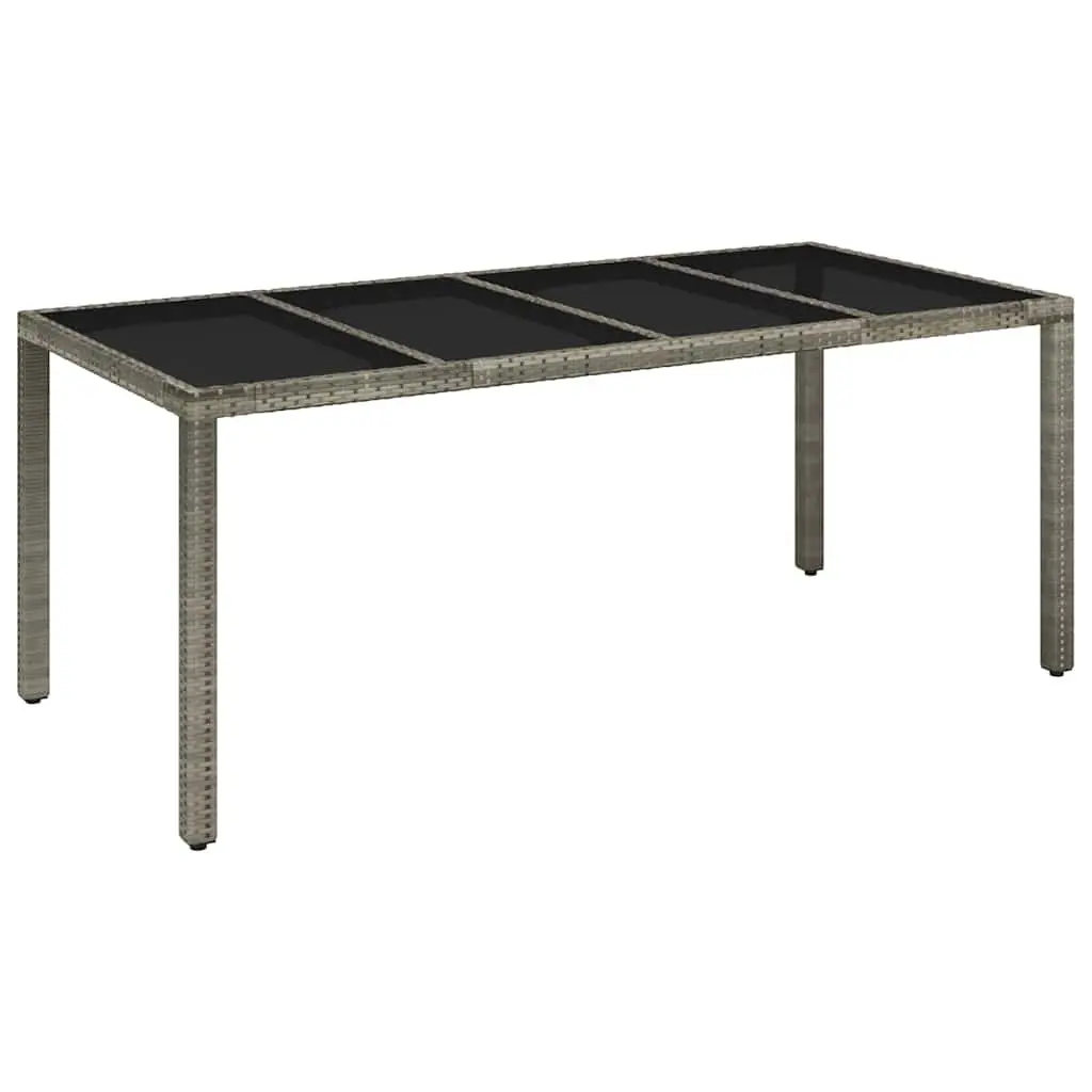 Grey Outdoor Garden Table with Glass Top
