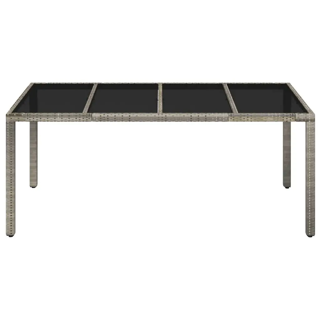 Grey Outdoor Garden Table with Glass Top