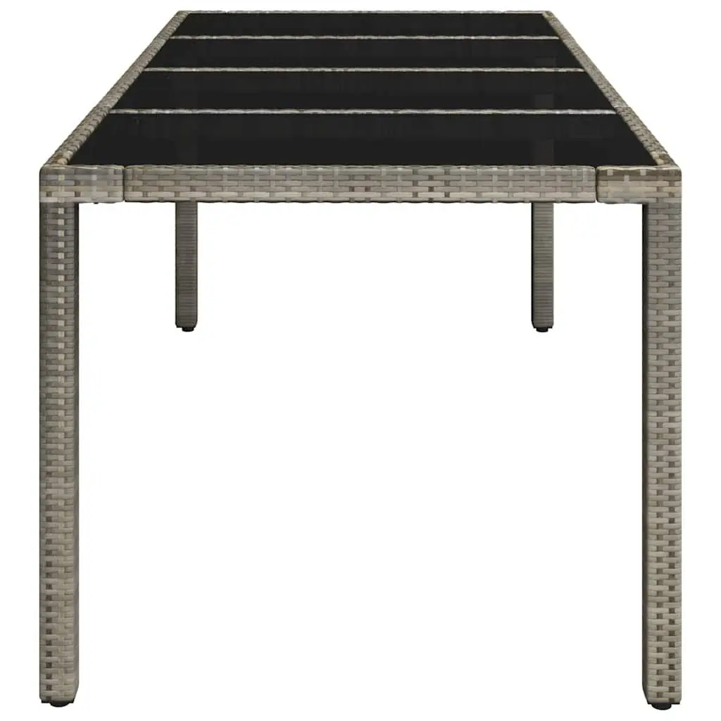 Grey Outdoor Garden Table with Glass Top