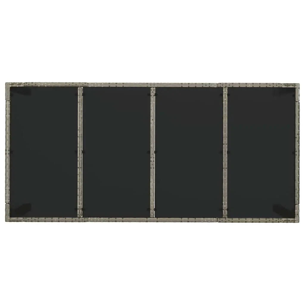 Grey Outdoor Garden Table with Glass Top
