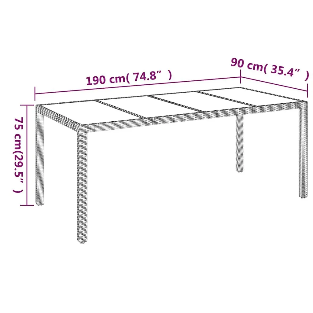 Grey Outdoor Garden Table with Glass Top