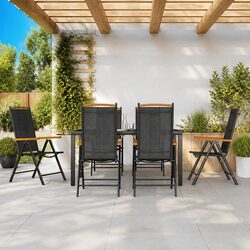Concise 7 Piece Black Outdoor Dining Set with Chairs