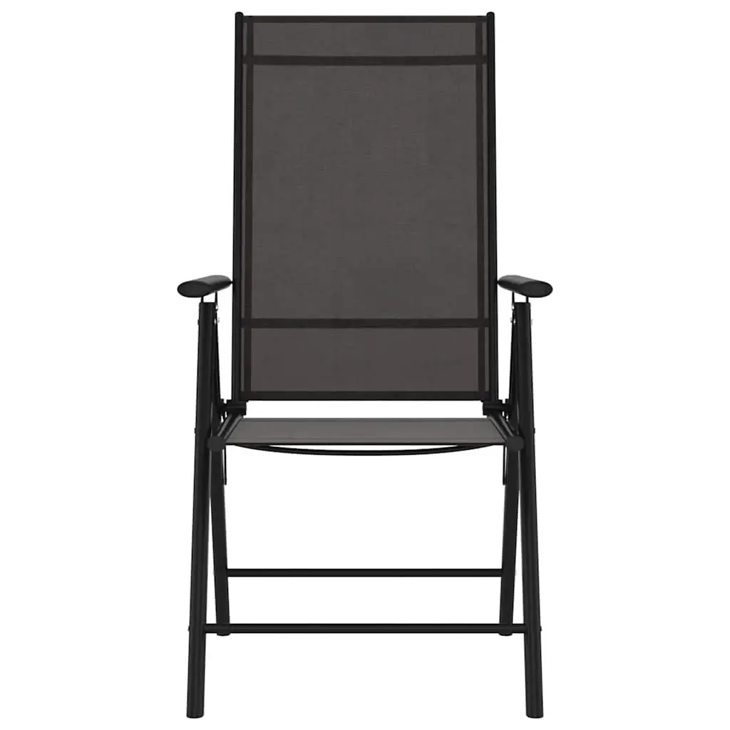 7 Piece Garden Dining Set Black Outdoor Furniture Adjustable Reclining Chairs