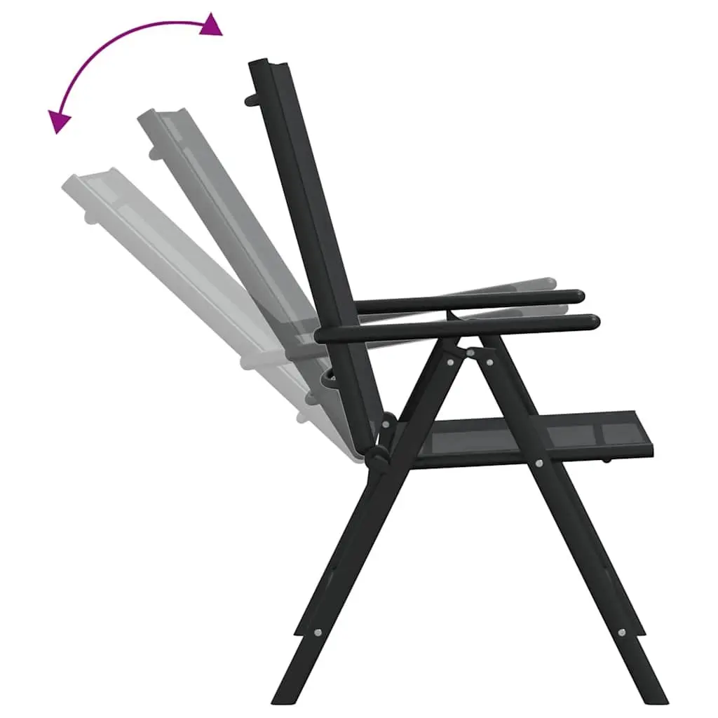 7 Piece Garden Dining Set Black Outdoor Furniture Adjustable Reclining Chairs