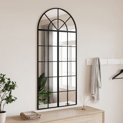 Concise Black Wall Mirror 60x130 cm with Glass Surface