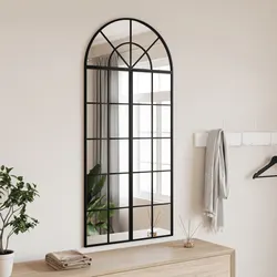 Concise Black Wall Mirror 60x130 cm with Glass Surface