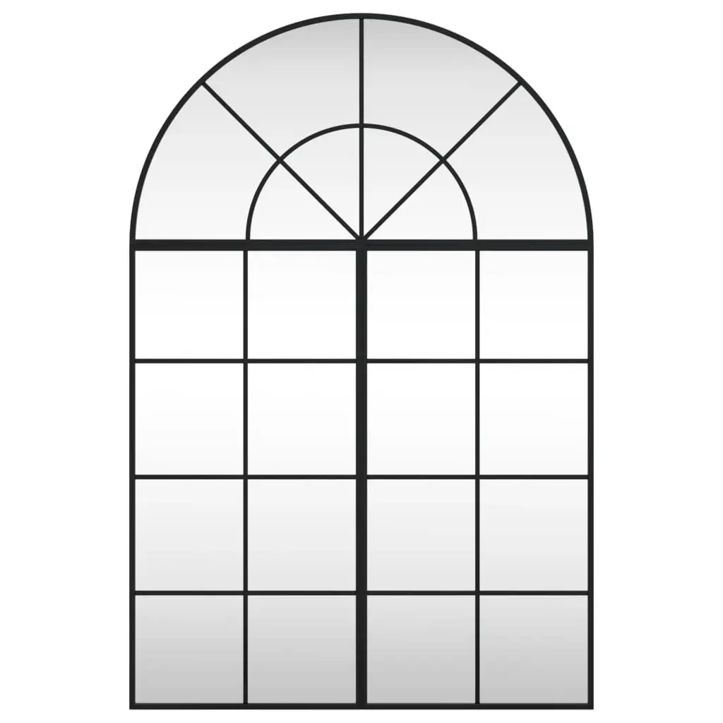 Arch Wall Mirror Black 80x120 cm Powder-Coated Iron Frame Glass Decor