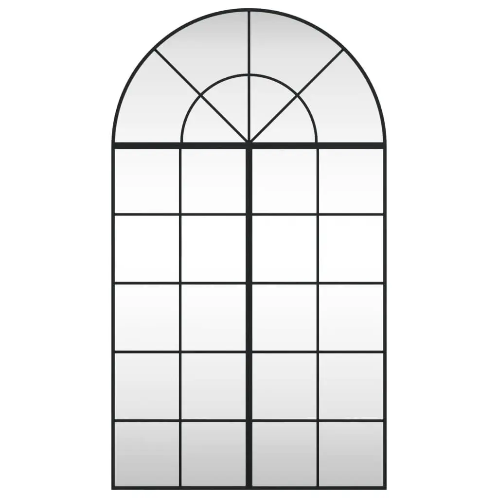 Wall Mirror Black 80x140 cm Arch Shape Iron Frame Glass Decor