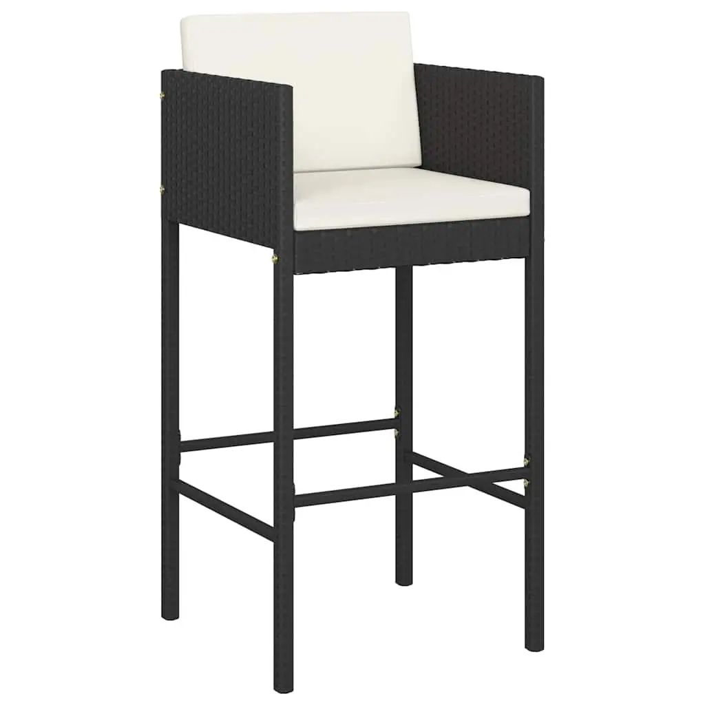 7 Piece Garden Bar Set with Cushions Outdoor Patio Furniture Black