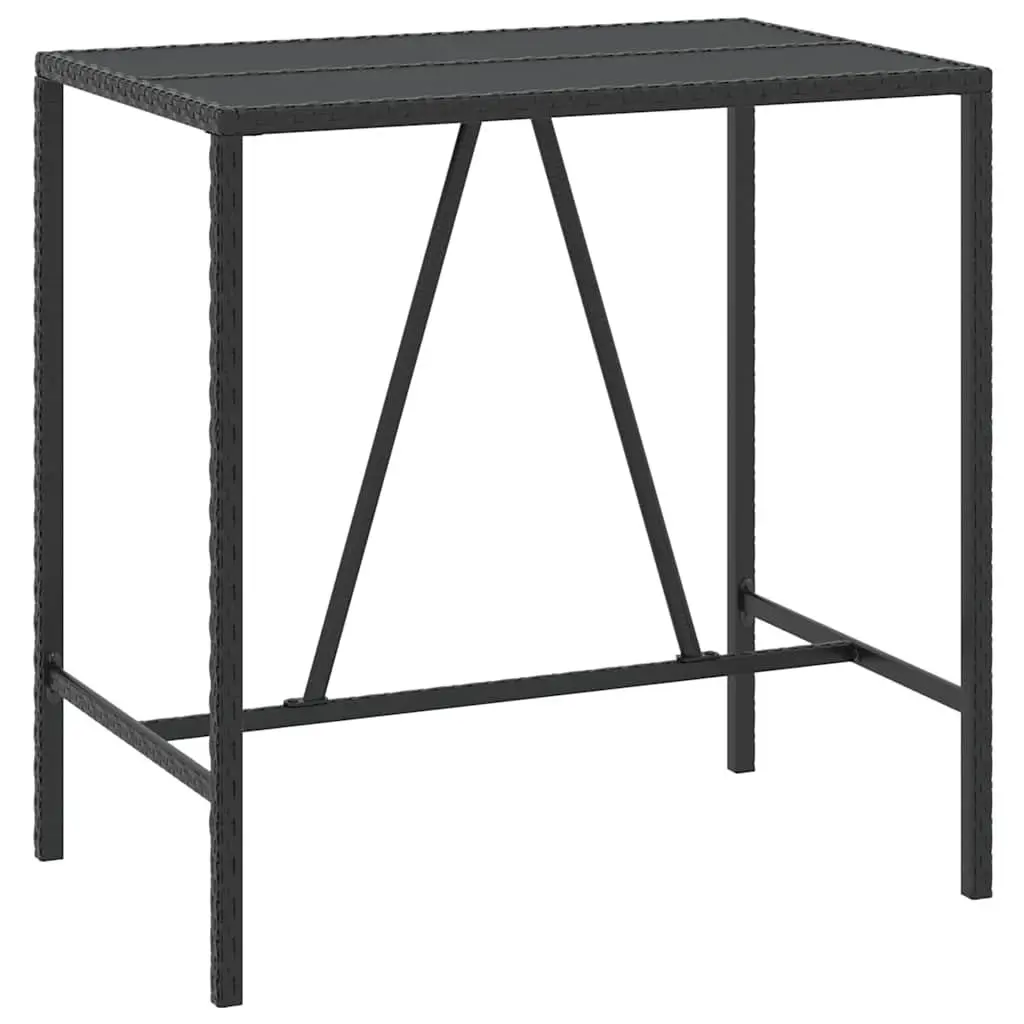 Black Poly Rattan 5 Piece Garden Bar Set with Cushioned Stools Weather Resistant Patio Furniture