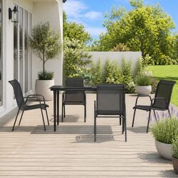Compact 5-Piece Outdoor Dining Set with Glass Table