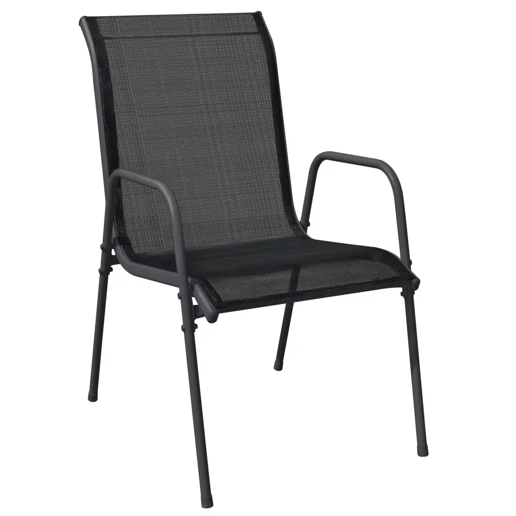 Garden Dining Set 5 Piece Outdoor Furniture Black Steel Textilene Chairs Table