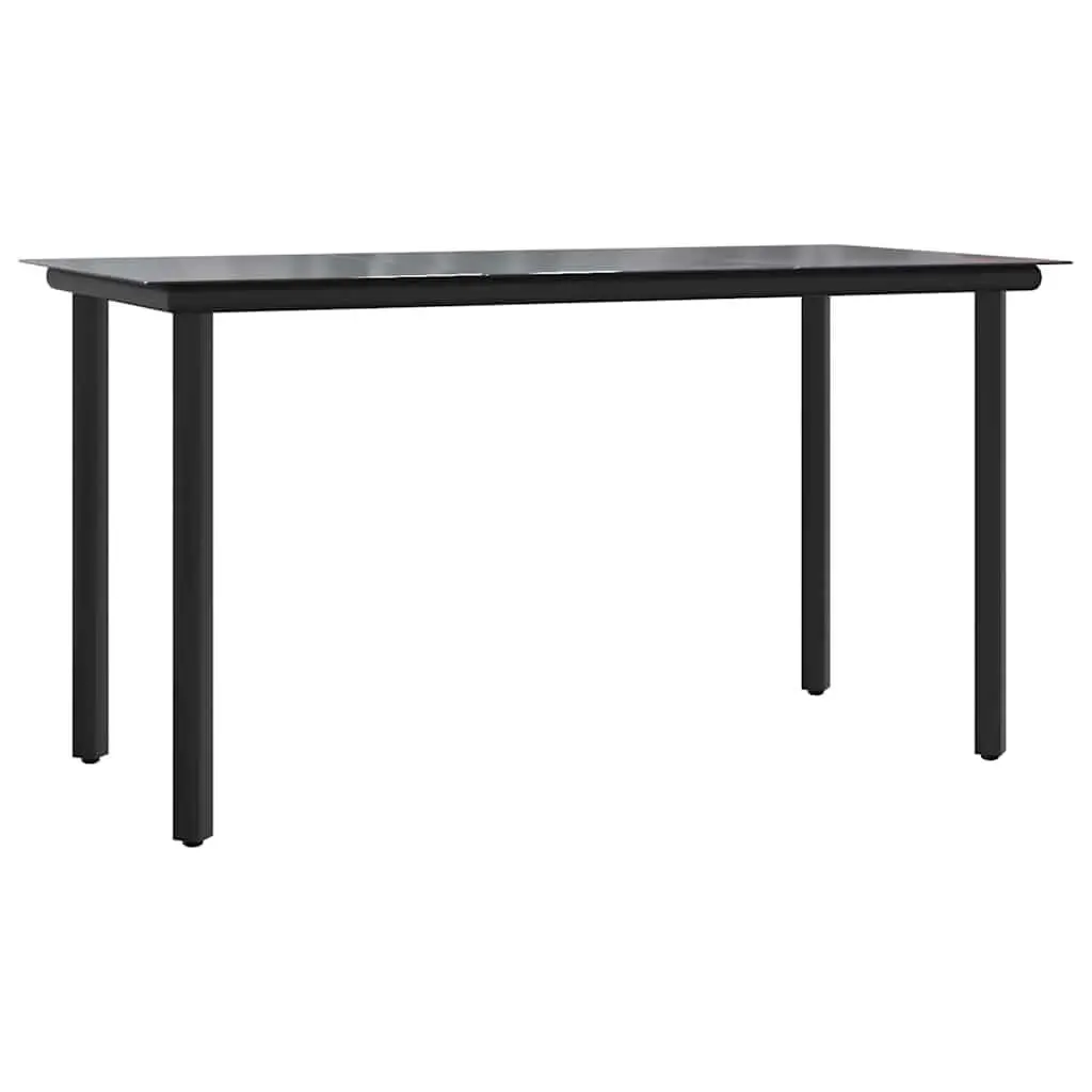 Garden Dining Set 5 Piece Outdoor Furniture Black Steel Textilene Chairs Table