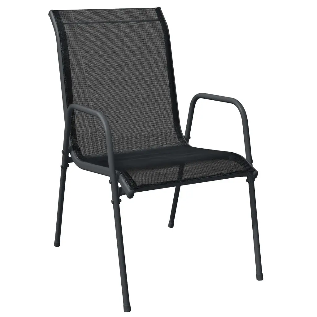 Garden Dining Set 7 Piece Outdoor Furniture Black Steel Textilene Chairs Table