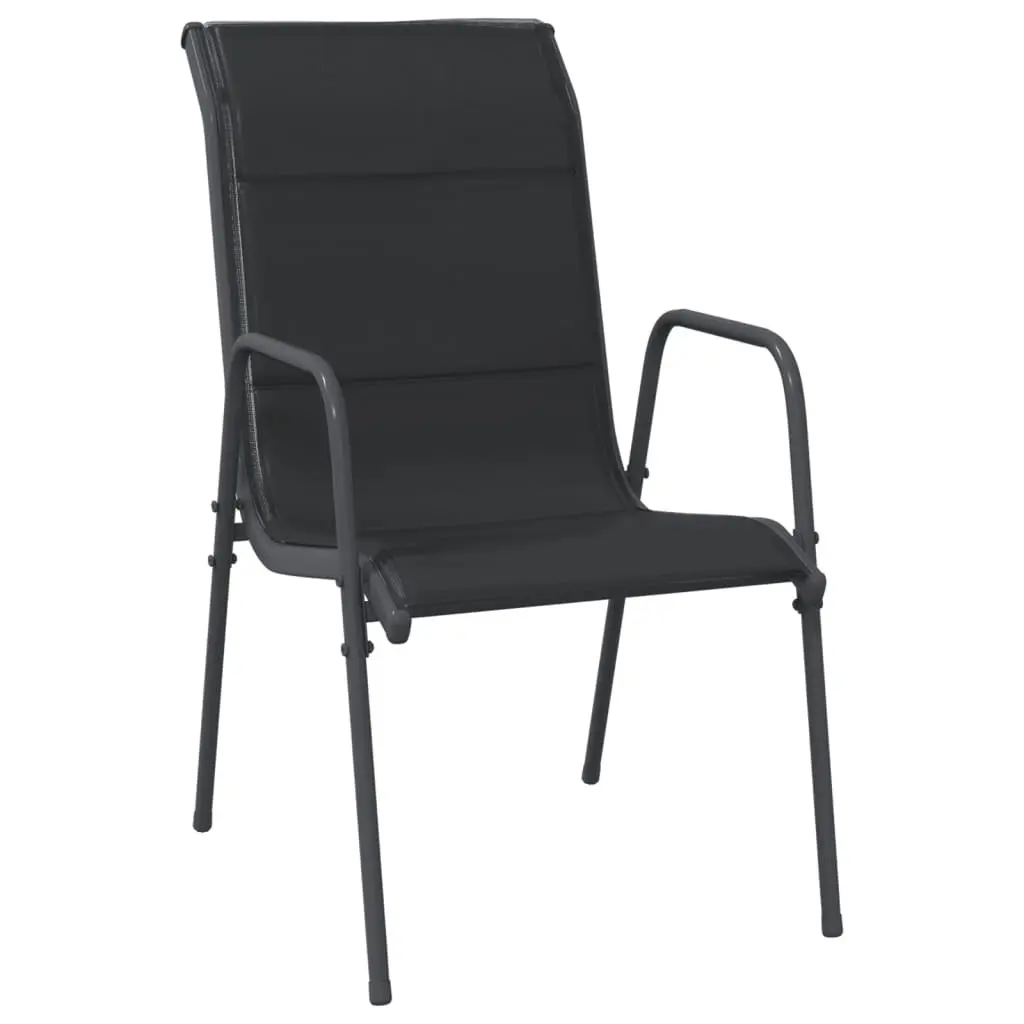 Garden Dining Set 5 Piece Outdoor Furniture Black Steel Textilene Chairs Table