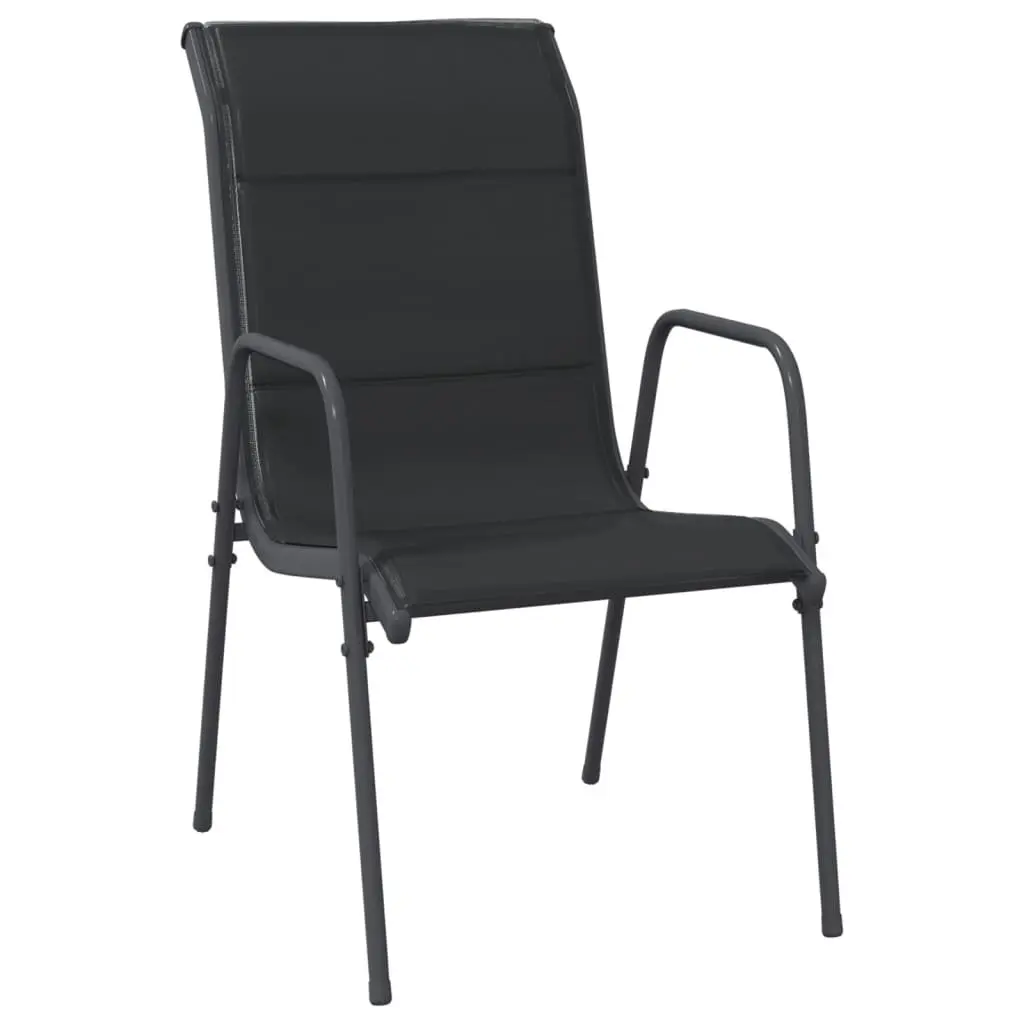 Garden Dining Set 5 Piece Outdoor Furniture Table Chairs Black Steel Textilene