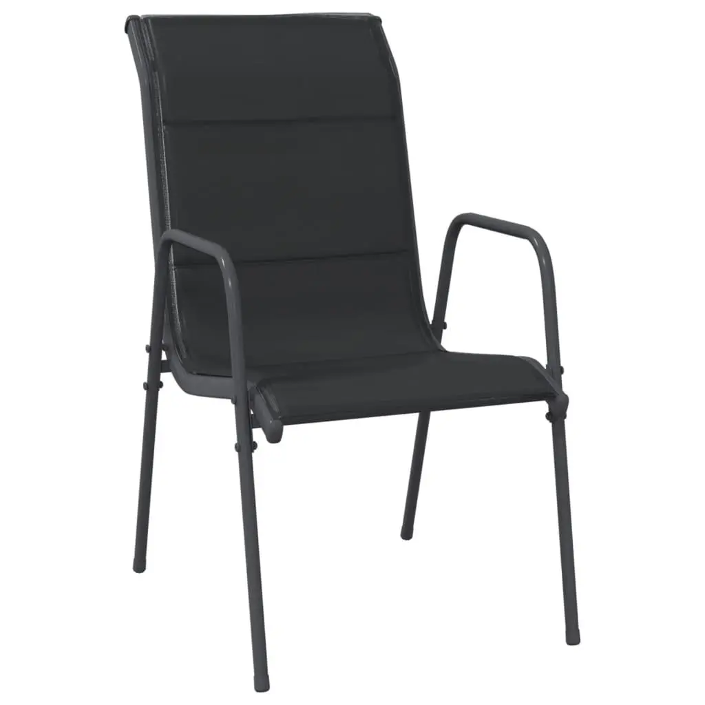 Garden Dining Set Black 5 Piece Outdoor Furniture Steel Textilene Chairs Table
