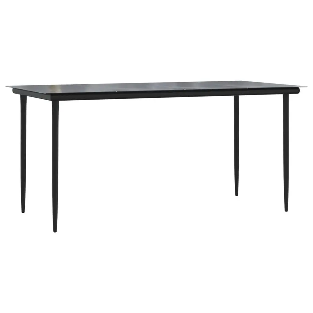 Garden Dining Set 7 Piece Outdoor Furniture Black Steel Textilene Chairs Table