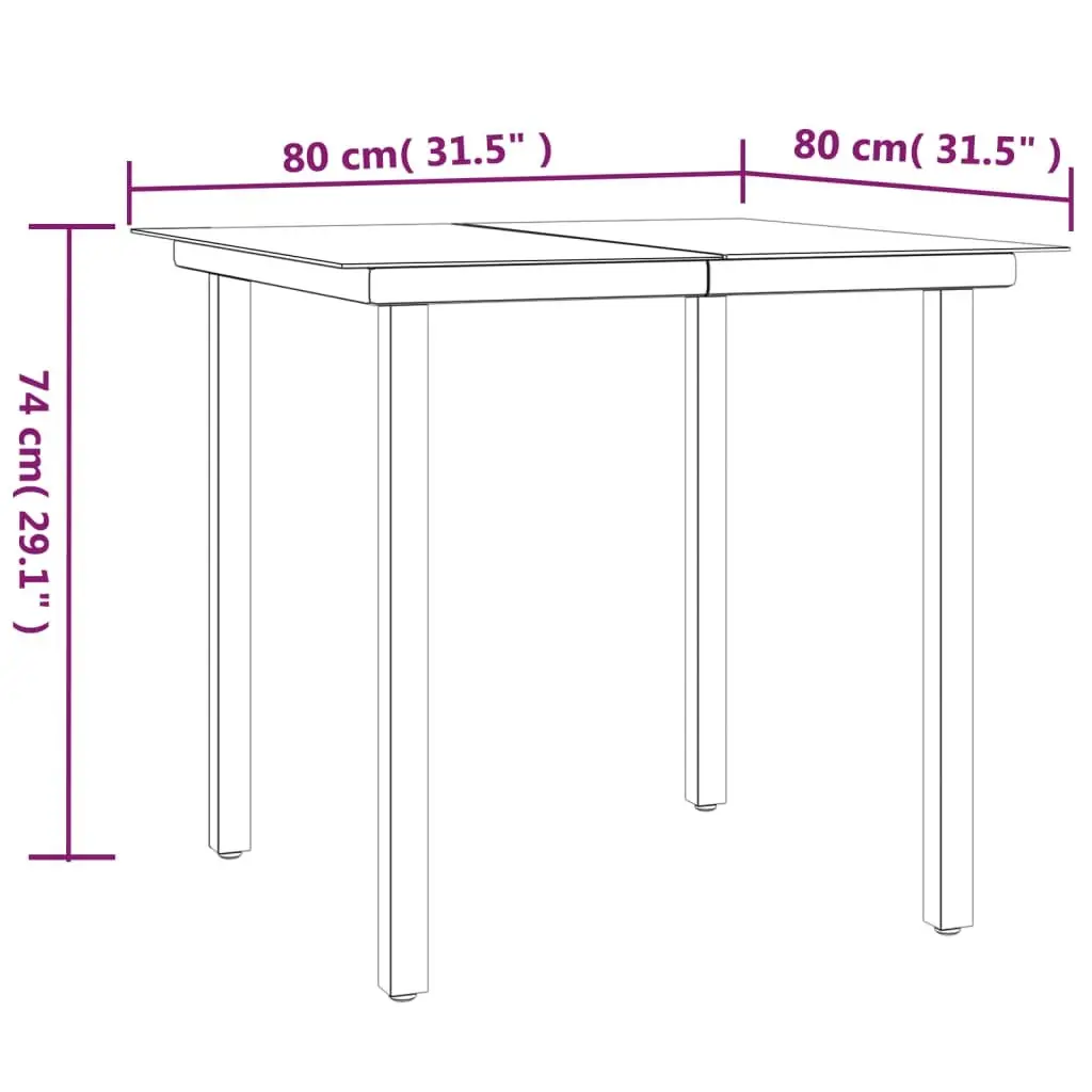 Garden Dining Set Black 3 Piece Steel Textilene Outdoor Furniture Patio Table