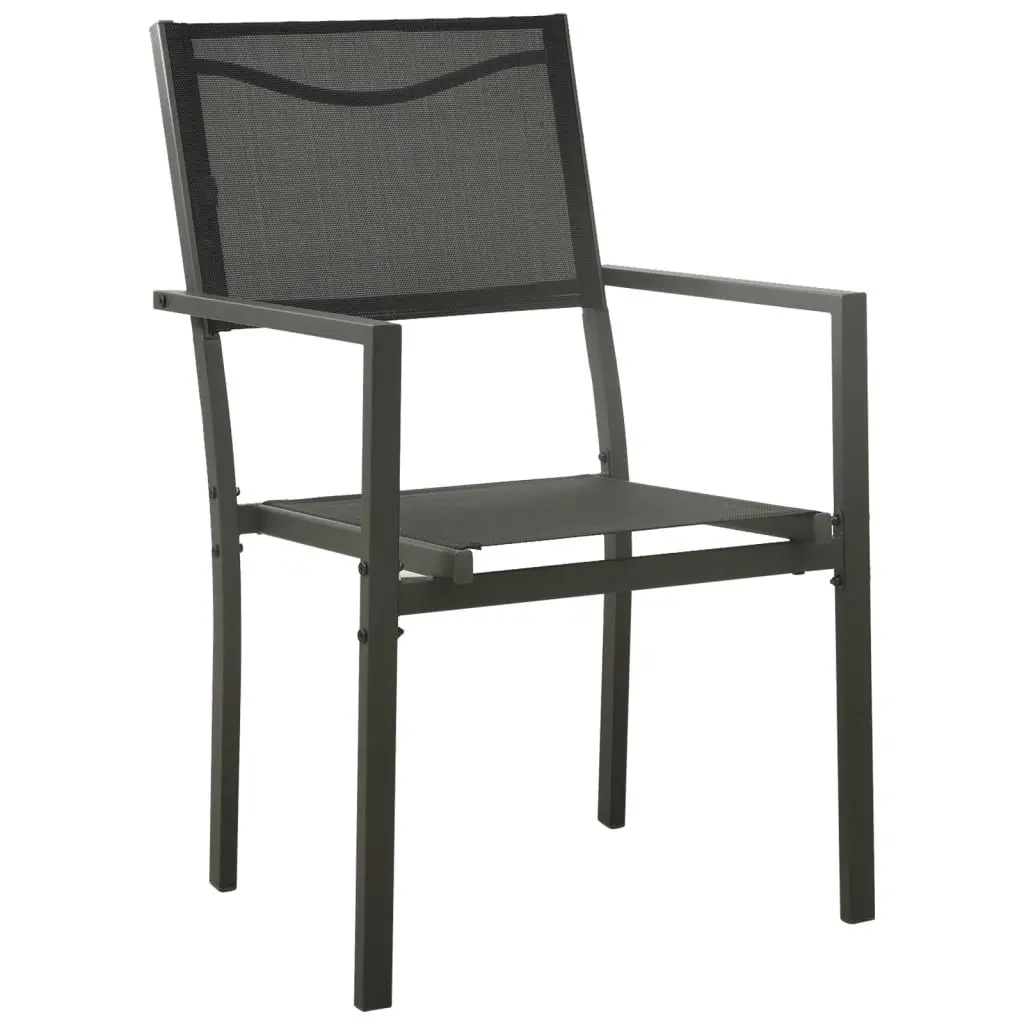 Garden Dining Set Black 5 Piece Outdoor Furniture Steel Chairs Table Patio