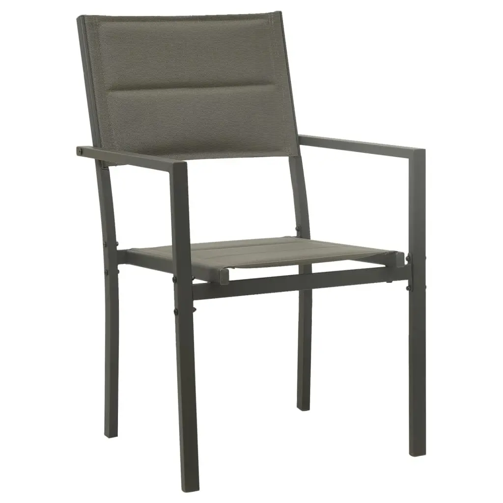 Garden Dining Set 3 Piece Outdoor Furniture Black Steel Textilene Chairs Table