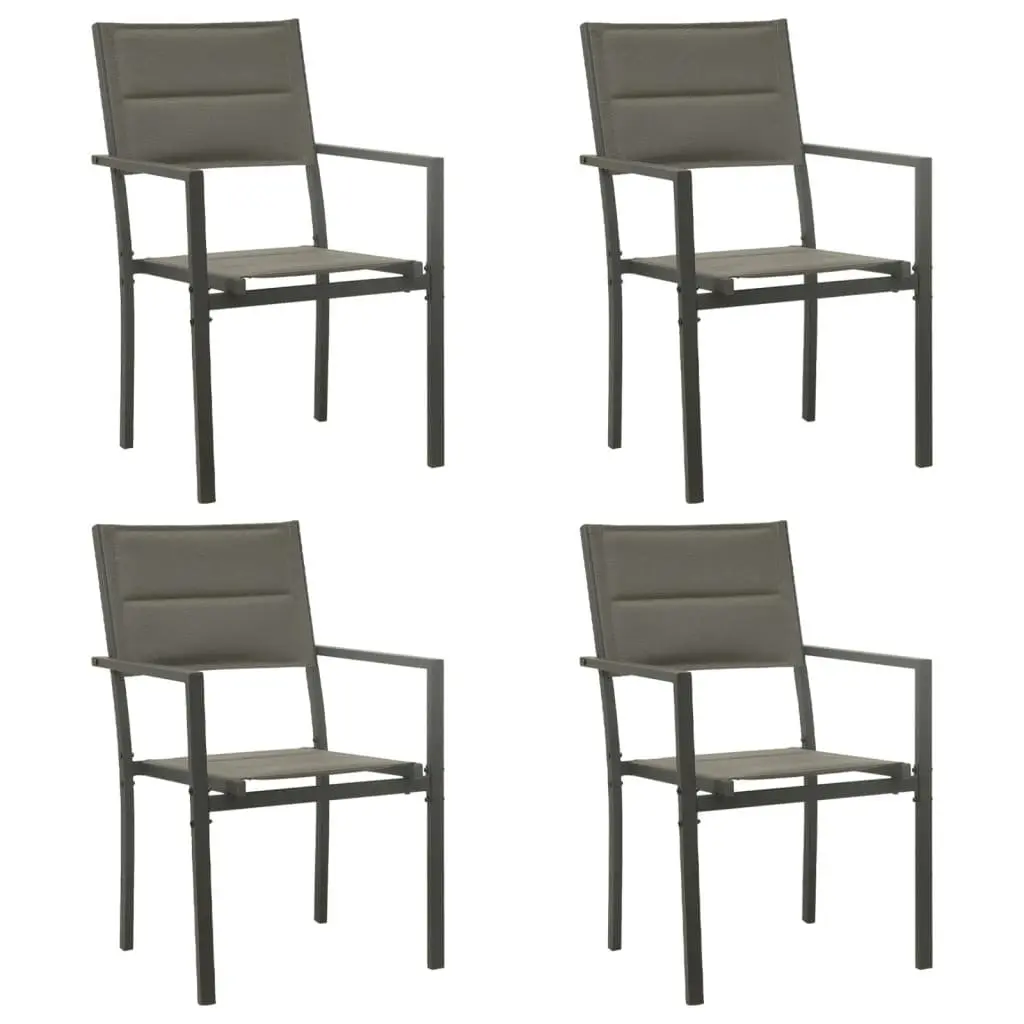 Garden Dining Set Black 5 Piece Steel Textilene Chairs Table Outdoor Patio