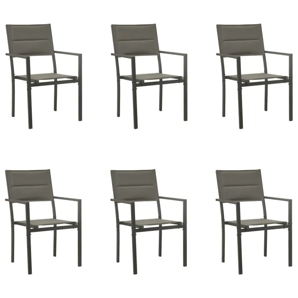 Garden Dining Set Black 7 Piece Steel Textilene Chairs Table