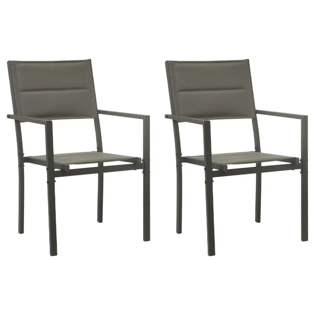 Garden Dining Set 3 Piece Outdoor Table Chairs Black Steel Textilene Patio