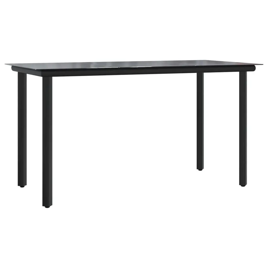 7 Piece Outdoor Dining Set Black Steel Textilene Chairs Glass Table Patio