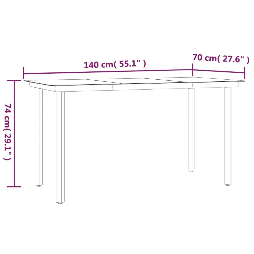 7 Piece Outdoor Dining Set Black Steel Textilene Chairs Glass Table Patio