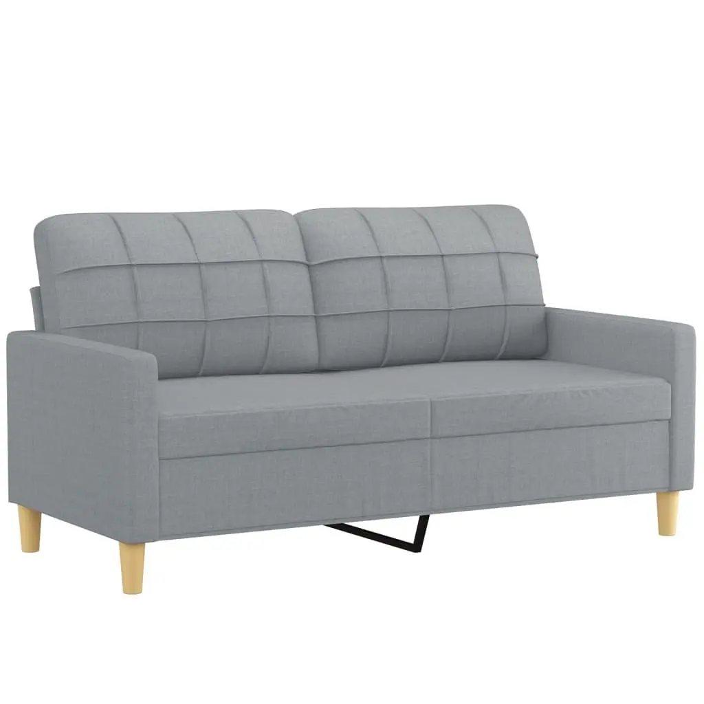 2-Seater Sofa Light Grey Fabric Modern Couch with Removable Pillows
