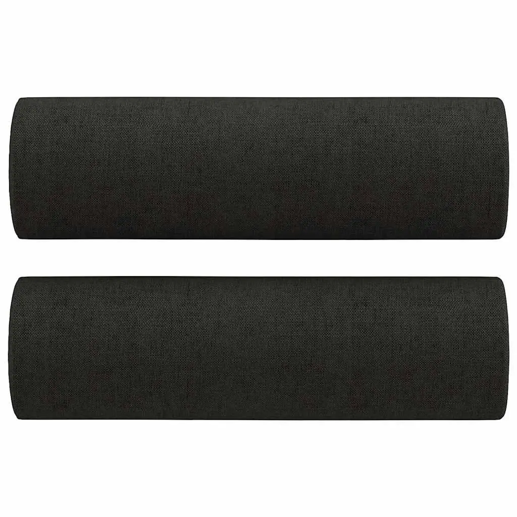 3-Seater Sofa Black Fabric 180cm Modern Lounge Couch with Throw Pillows