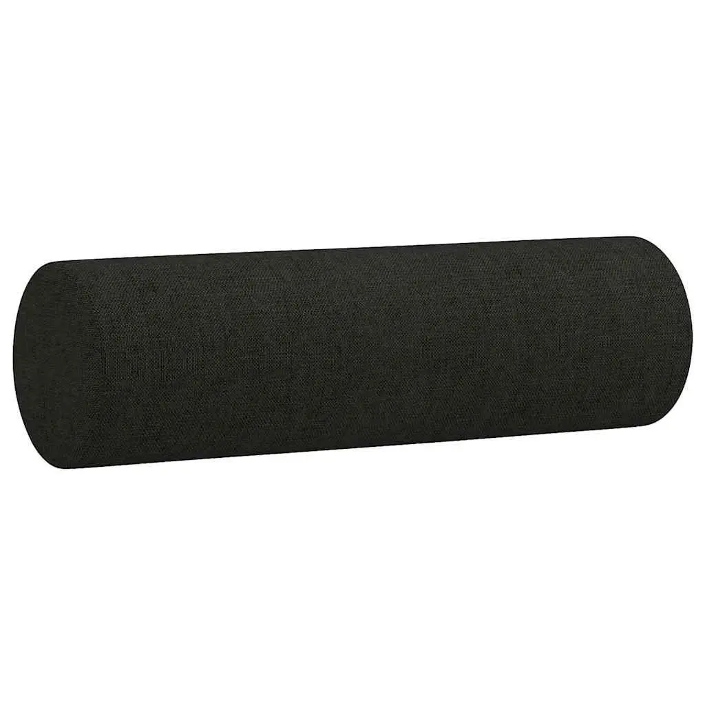 3-Seater Sofa Black Fabric 180cm Modern Lounge Couch with Throw Pillows