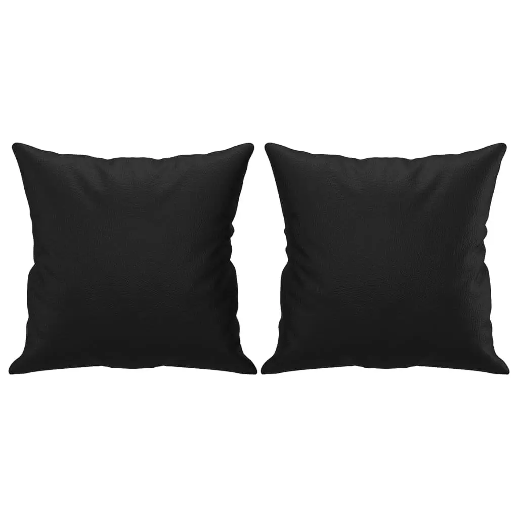 2-Seater Sofa with Throw Pillows Black Faux Leather 120cm Loveseat Couch