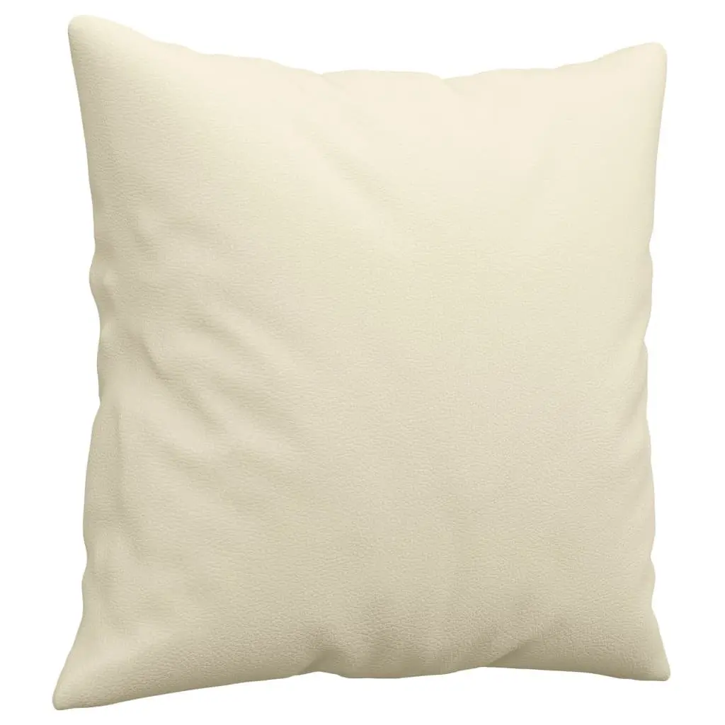 2-Seater Sofa with Throw Pillows Modern Lounge Couch Cream Faux Leather 120cm