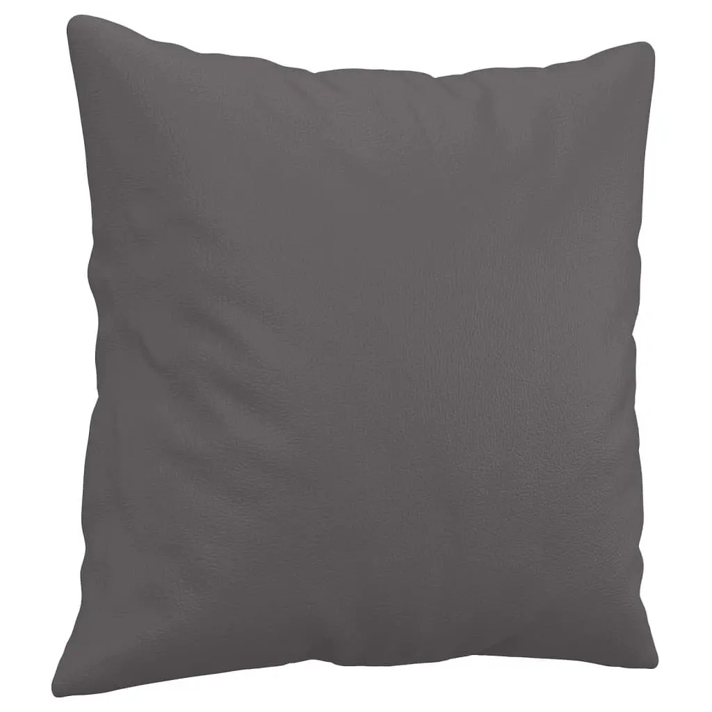 2-Seater Sofa Grey Faux Leather 120cm Modern Lounge Couch with Throw Pillows