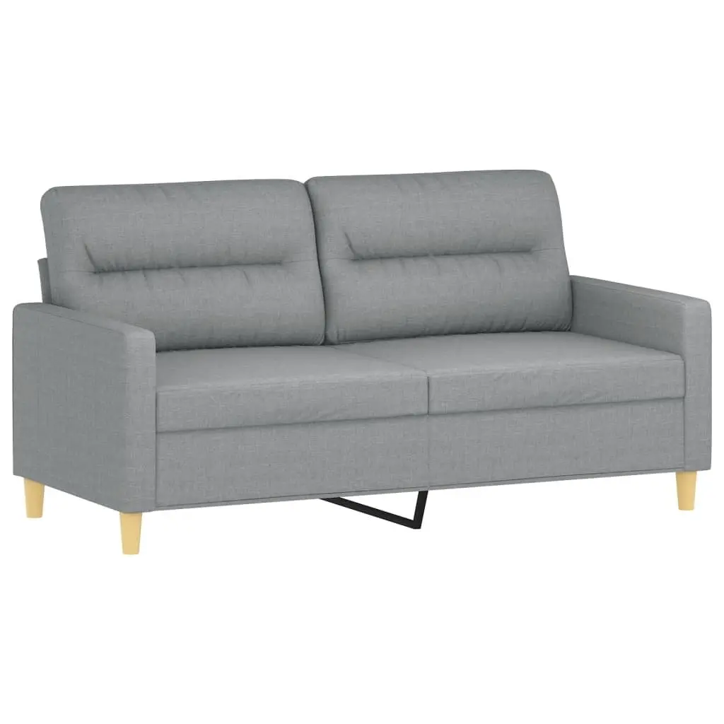 2-Seater Sofa Grey Fabric Modern Design Lounge Couch with Throw Pillows 140cm