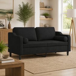 Compact and Modern Black 2-Seater Sofa
