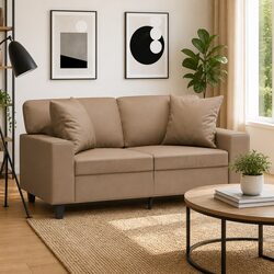 2-Seater Sofa - Modern Brown Faux Leather Design