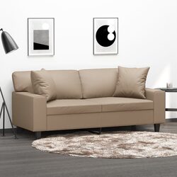 Brown Faux Leather Sofa for Two