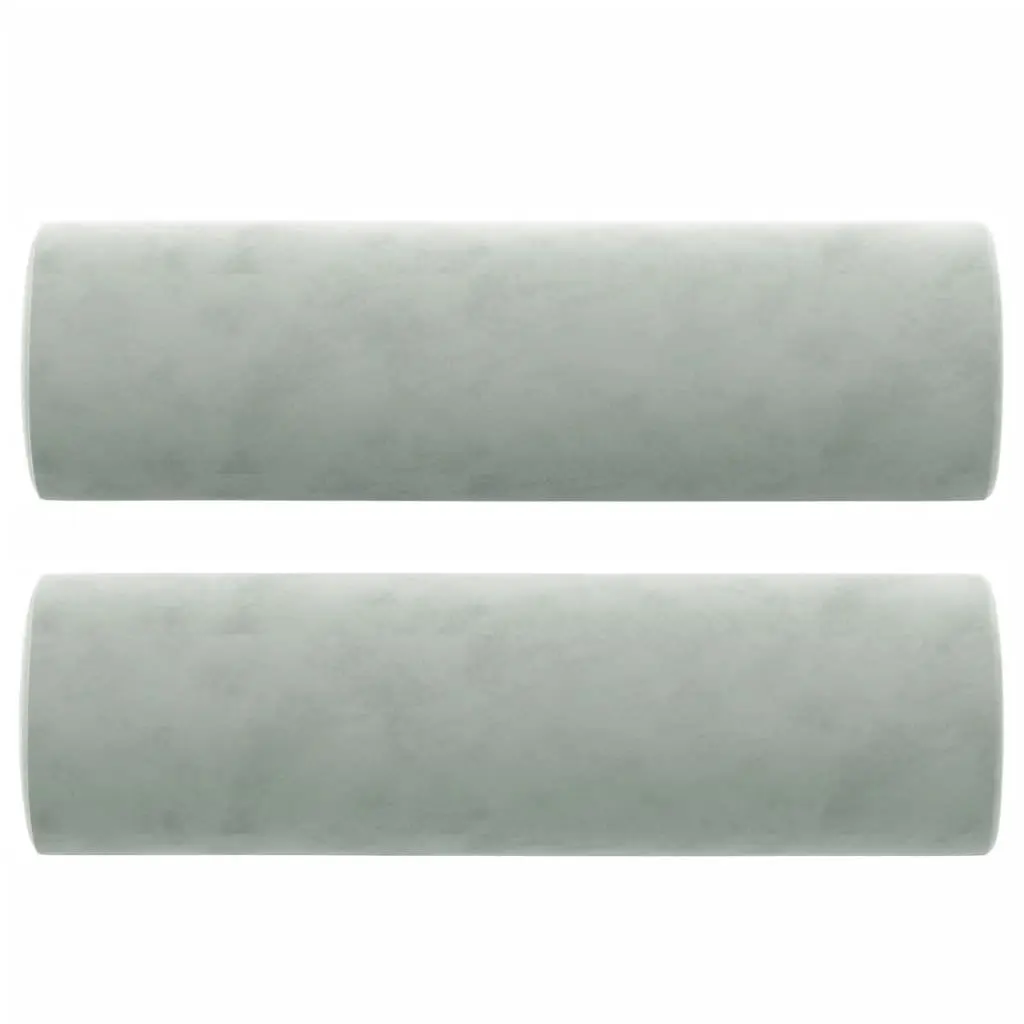 2-Seater Sofa Light Grey Velvet Modern Couch with Throw Pillows
