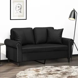 Streamlined 2-Seater Sofa in Black Faux Leather