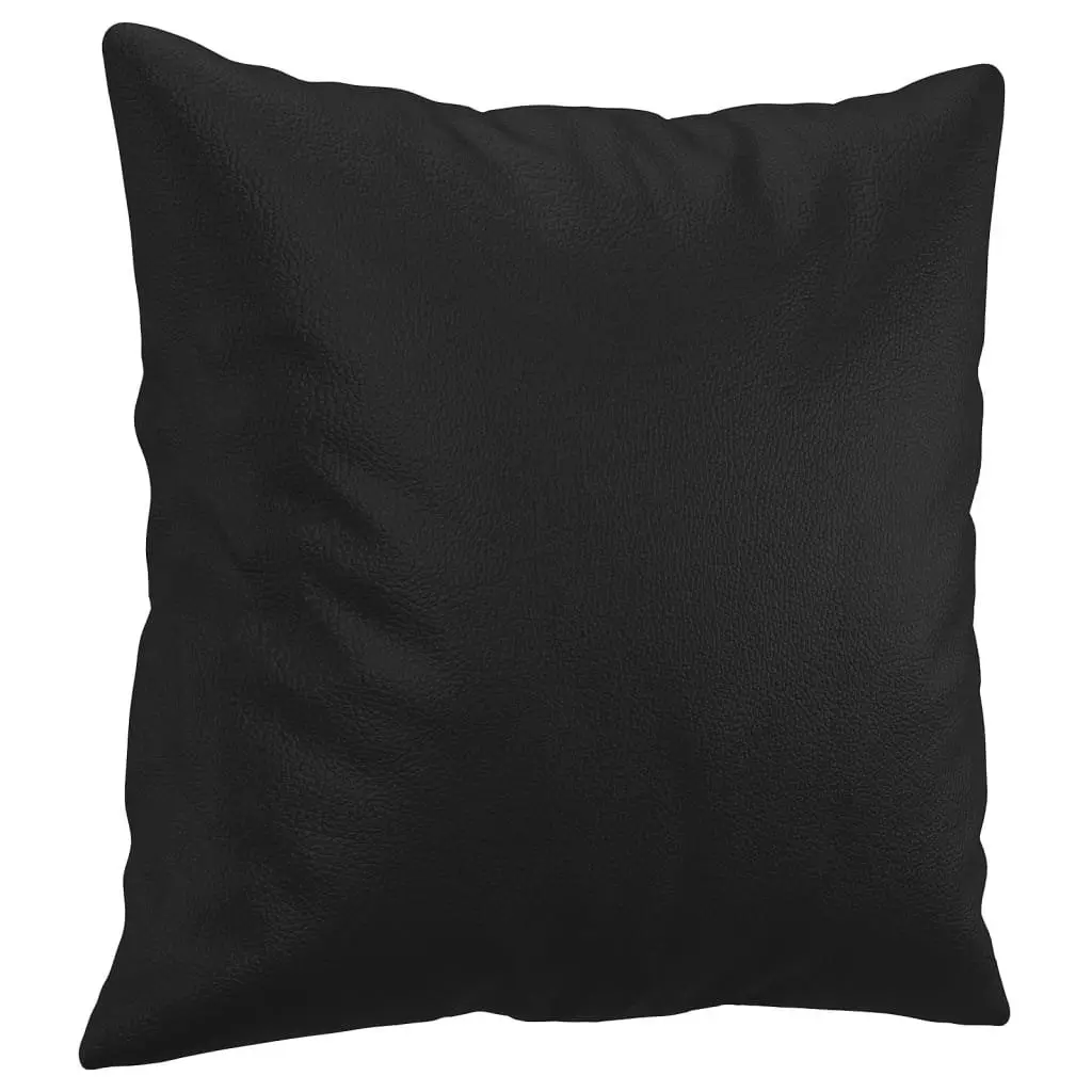 2-Seater Sofa Black Faux Leather 120cm Modern Lounge with Throw Pillows