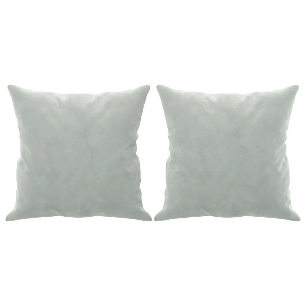 3-Seater Sofa Light Grey Velvet 180cm with Throw Pillows Lounge Living Room